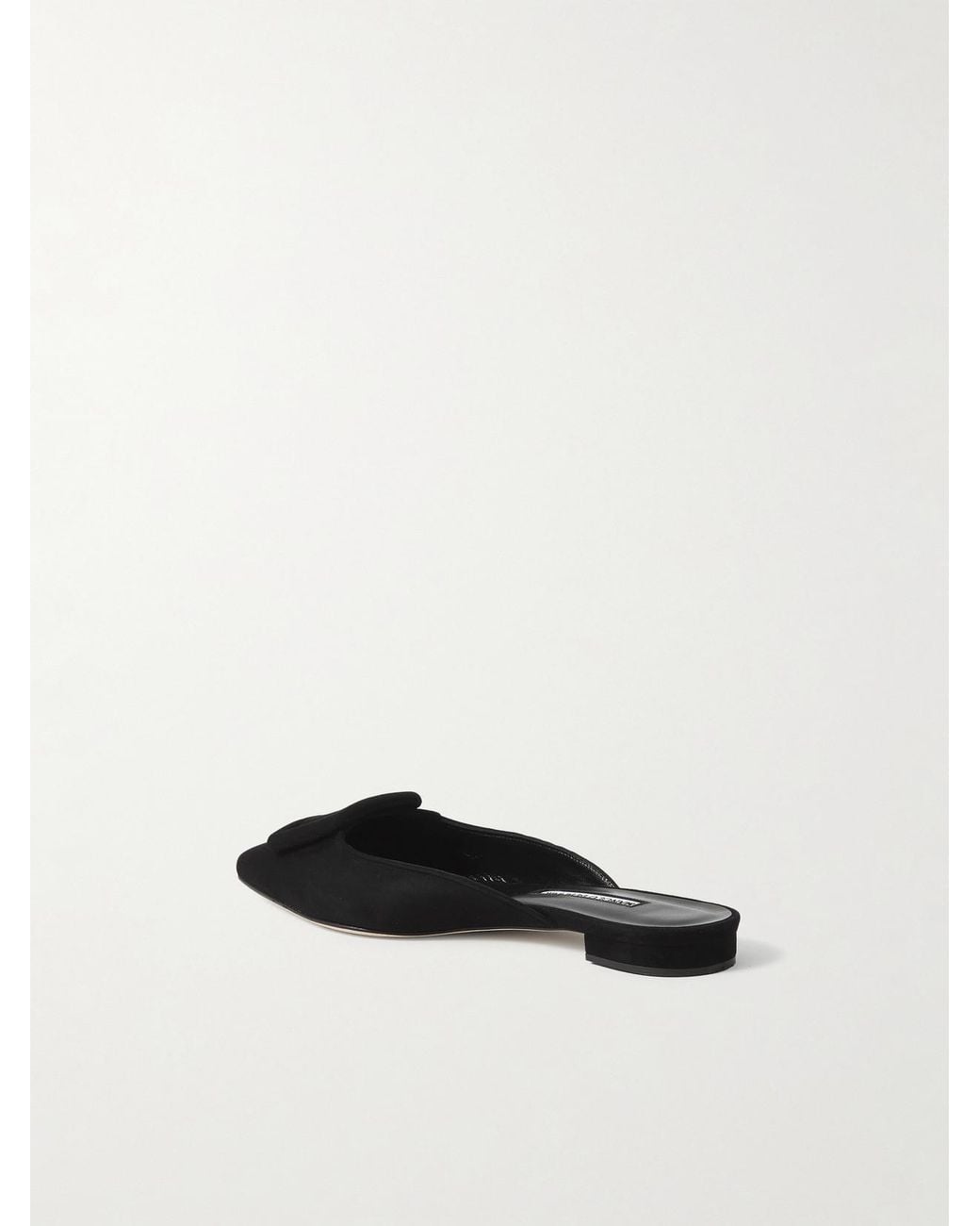 Manolo Blahnik White Maysale Buckled Suede Point-Toe Flats