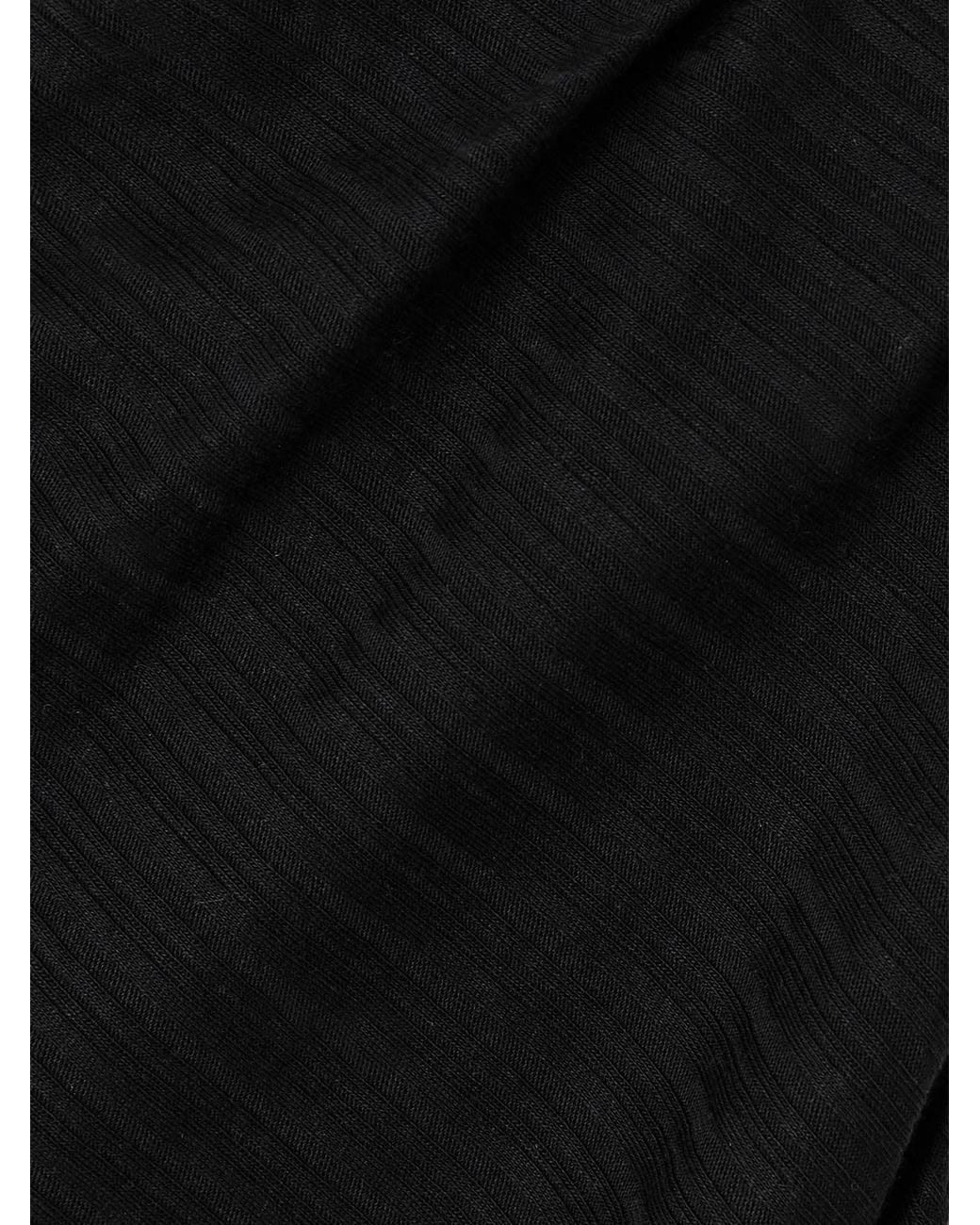 RÙADH Black Toga Draped Ribbed Organic Cotton And Modal-Blend Top