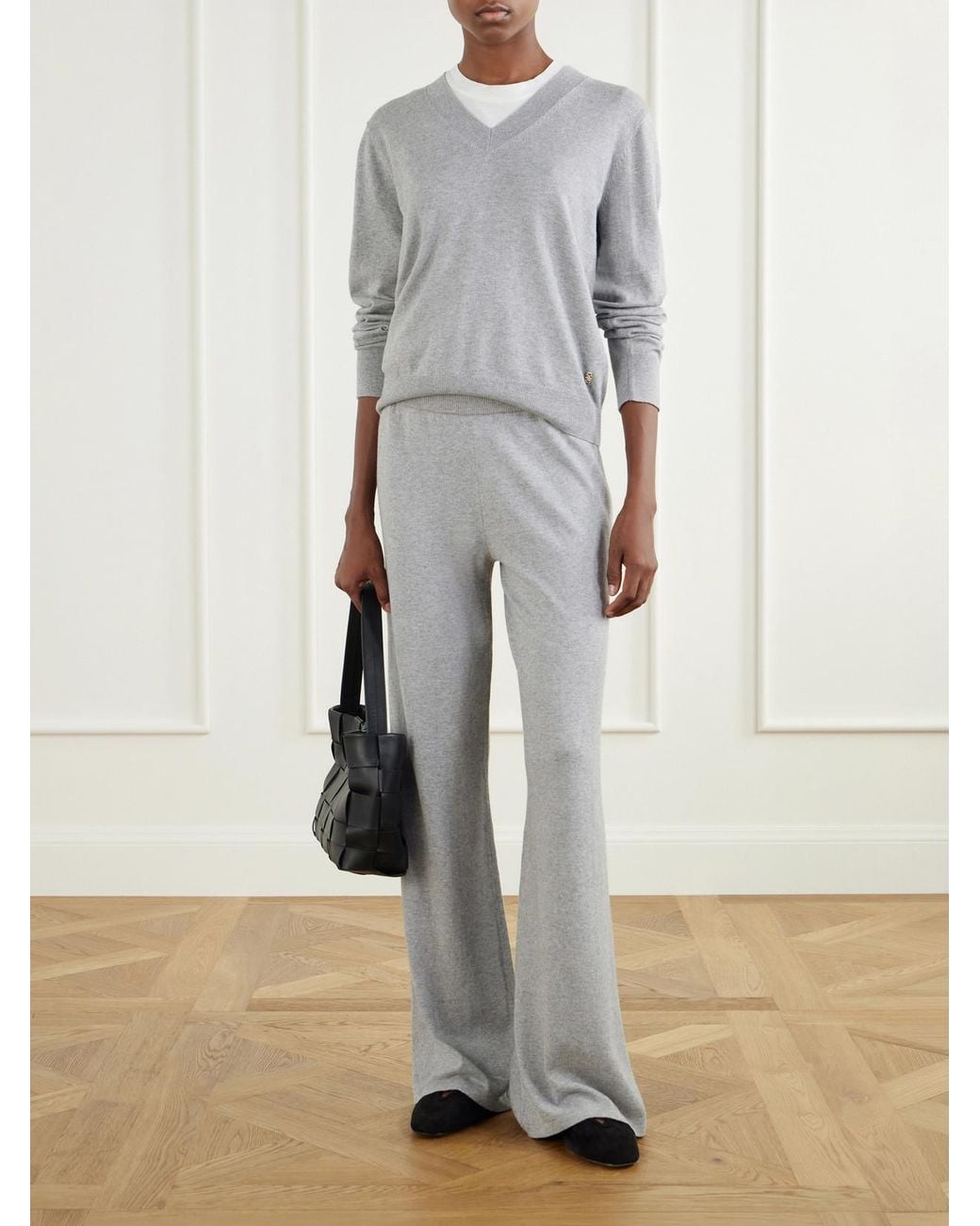ÉTERNE Gray Cotton And Cashmere-Blend Sweater
