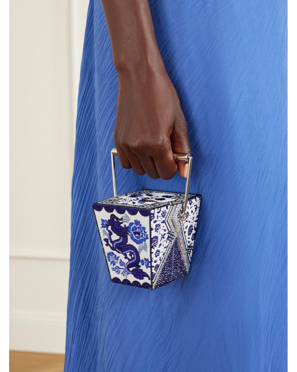 Judith Leiber Blue Dragon Take Away Box Crystal-Embellished-Tone Clutch