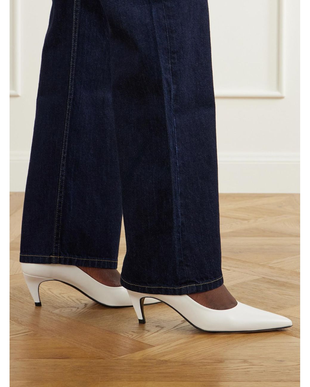 Jude White Blade 60 Leather Pumps