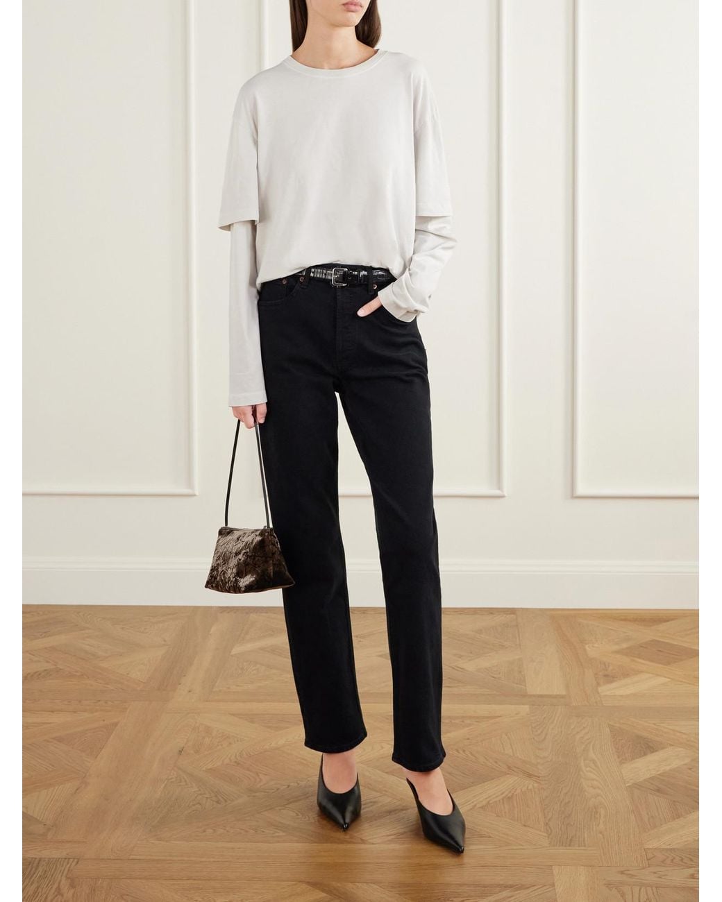 Agolde Blue Lana Mid-Rise Straight-Leg Jeans
