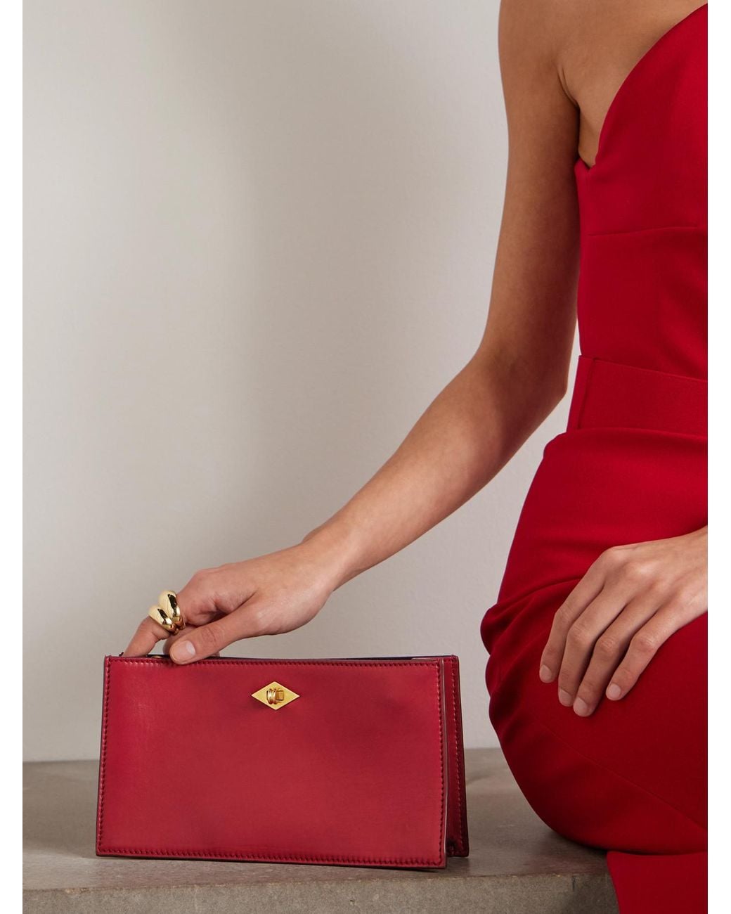 Metier Red Ease 22 Leather Clutch