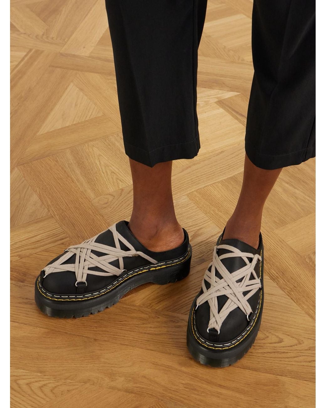 Rick Owens Black Dr. Martens Nubuck Mules