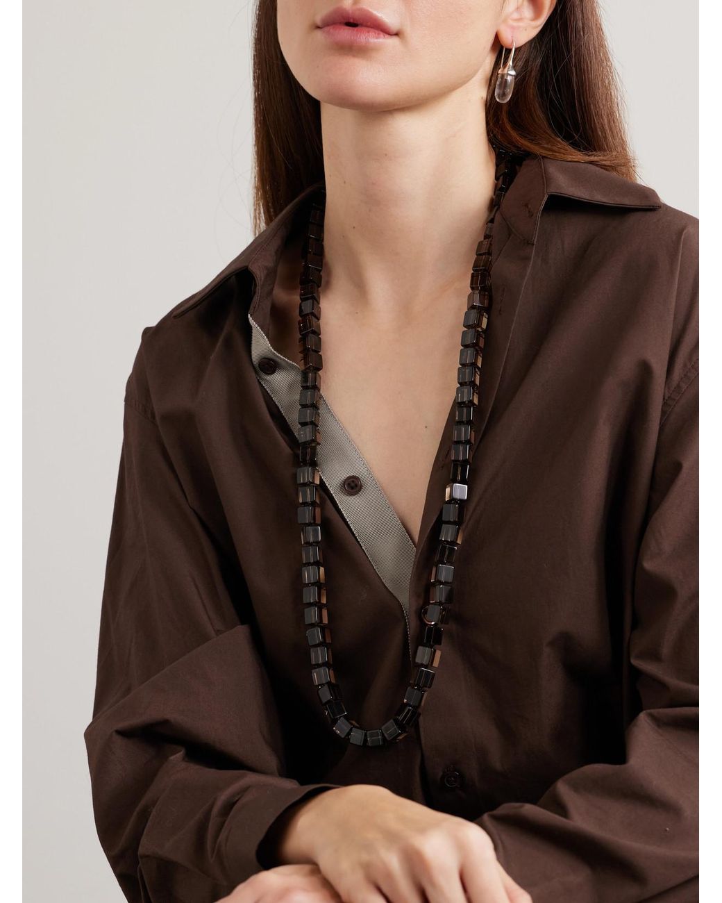 Le Sundial Gray Tina Smoky Quartz Necklace