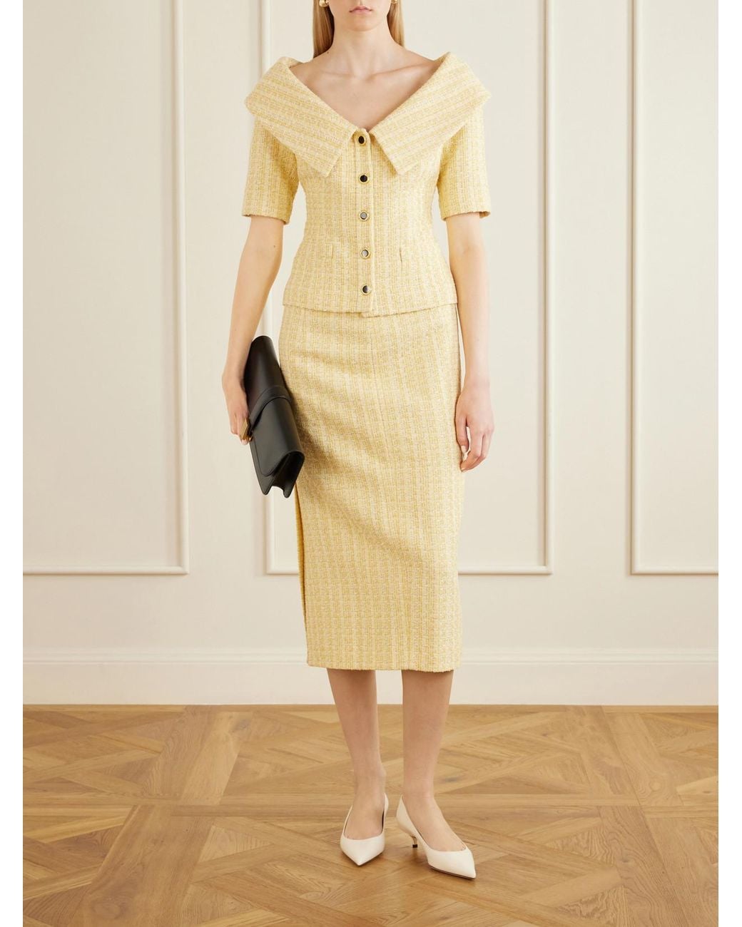 Alessandra Rich Natural Embellished Tweed Jacket