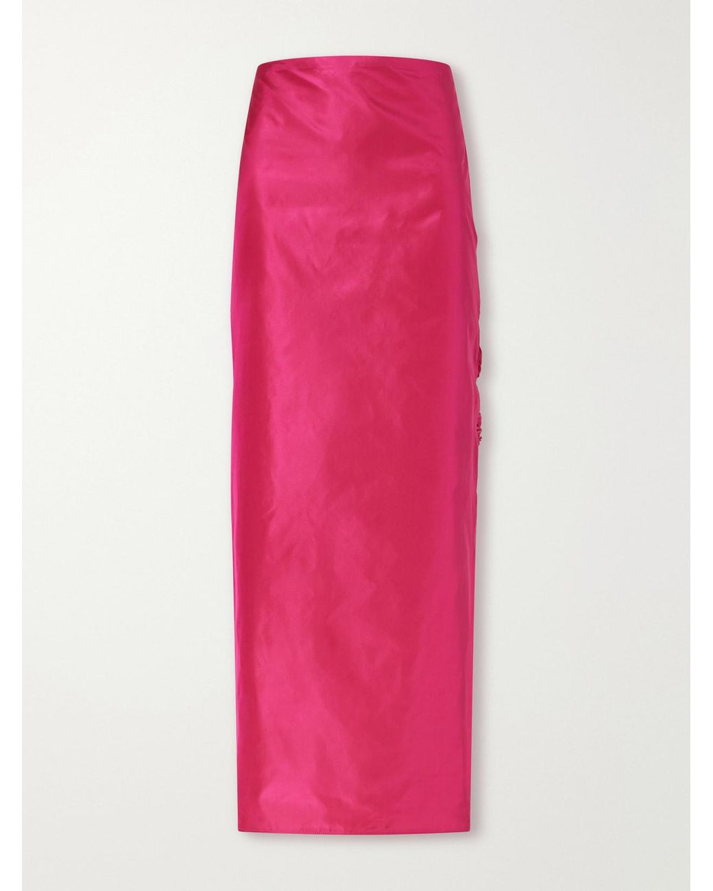 Valentino Garavani Pink Knotted Silk-Taffeta Midi Skirt