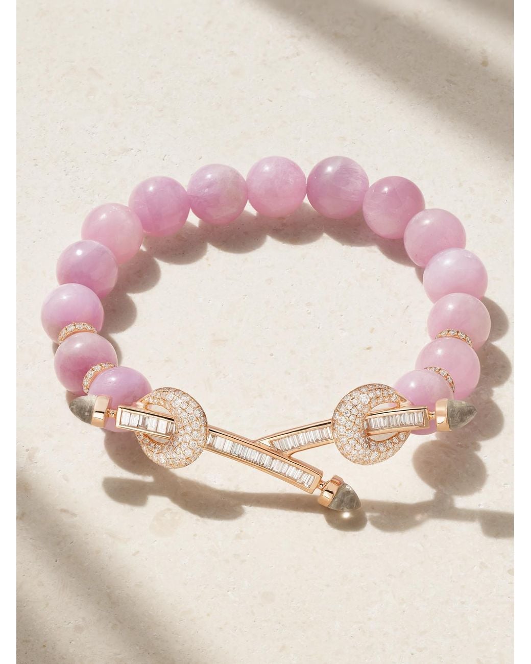 ANANYA Pink Chakra 18-Karat Rose Multi-Stone Bracelet
