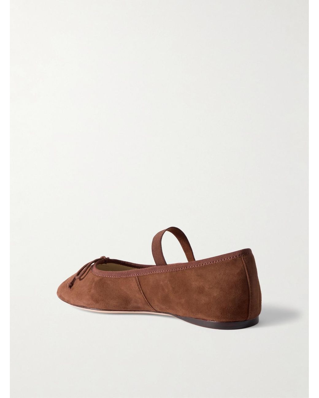 Loeffler Randall Brown Leonie Bow-Embellished Suede Ballet Flats