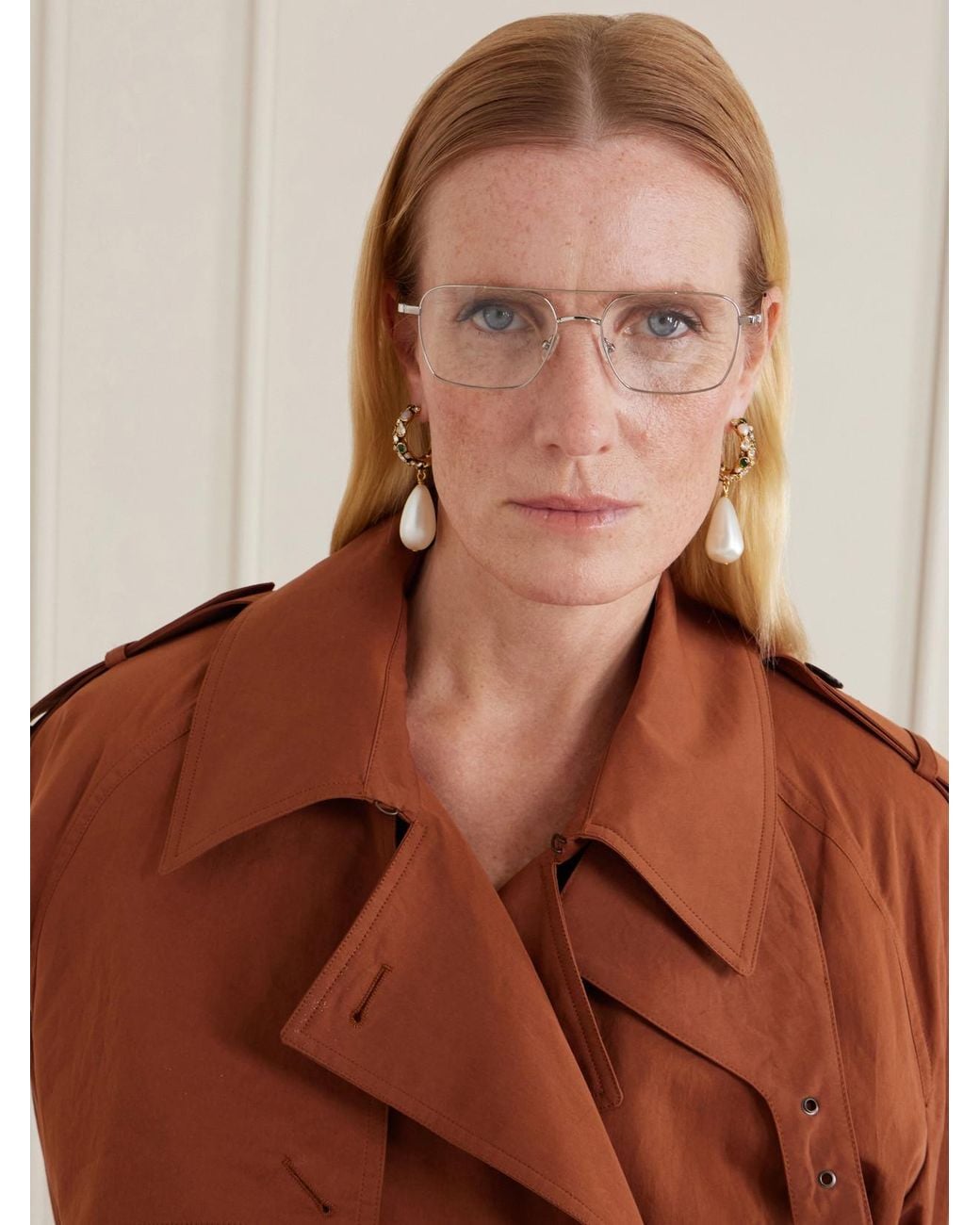 Saint Laurent Natural Sl 888 Quare-Frame Metal Glasses