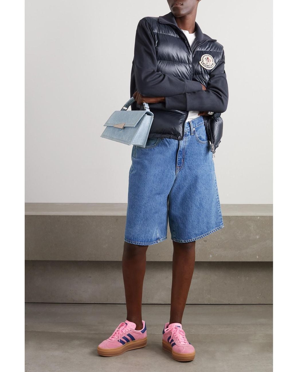Moncler Blue Appliquéd Cotton-Blend Jersey And Quilted Shell Down Jacket