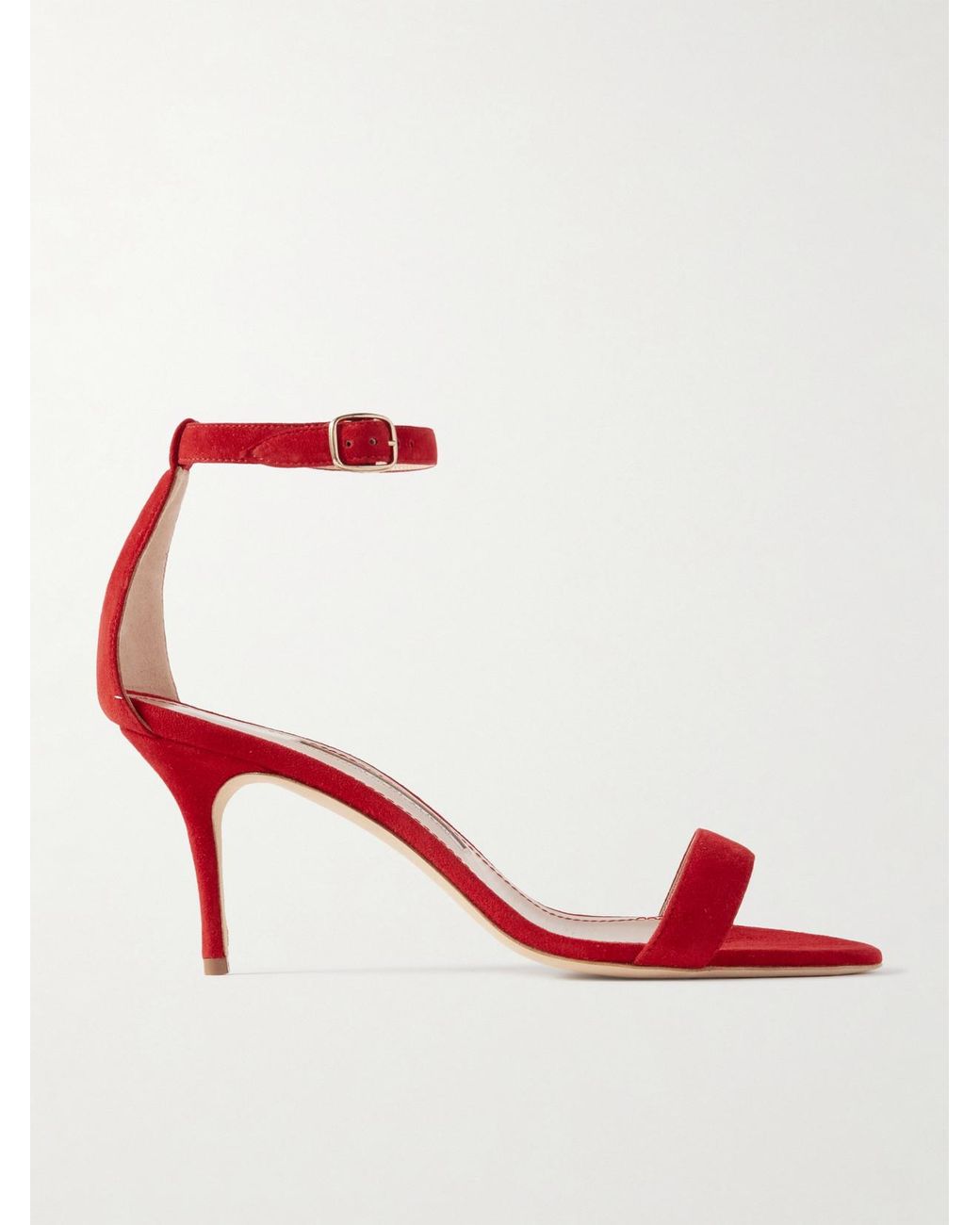 Manolo Blahnik Red Chaos 70 Suede Sandals