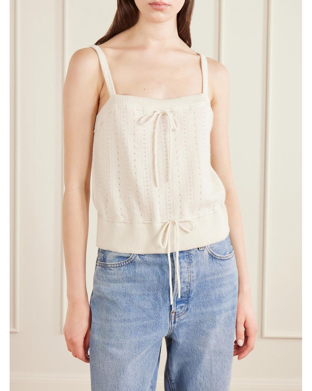 FRAME Natural Charm Knotted Knit Cashmere Tank