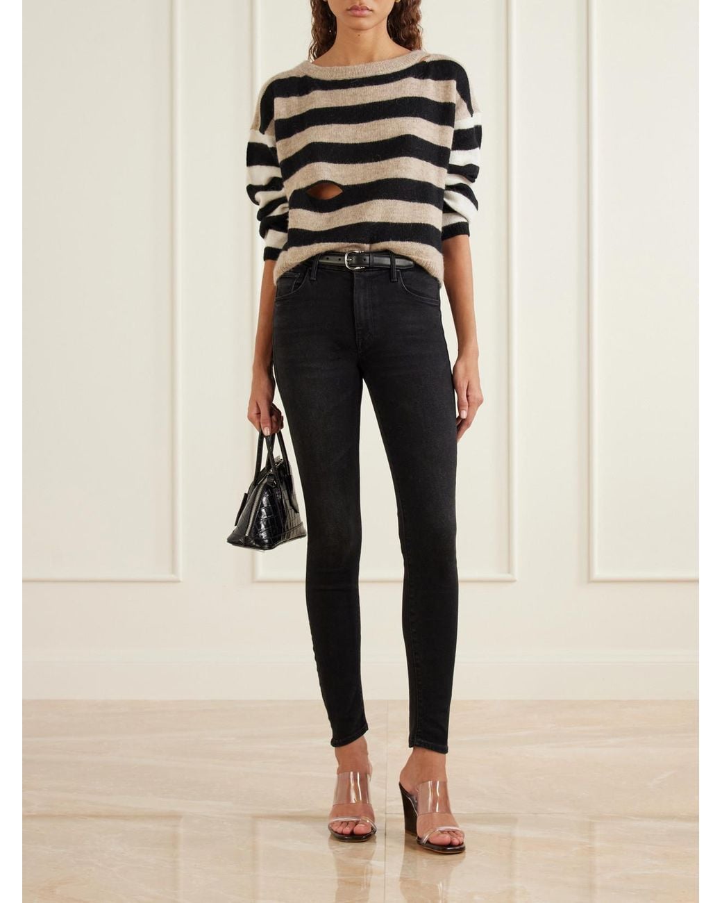 Mother Black The Looker Mid-Rise Skinny Jeans