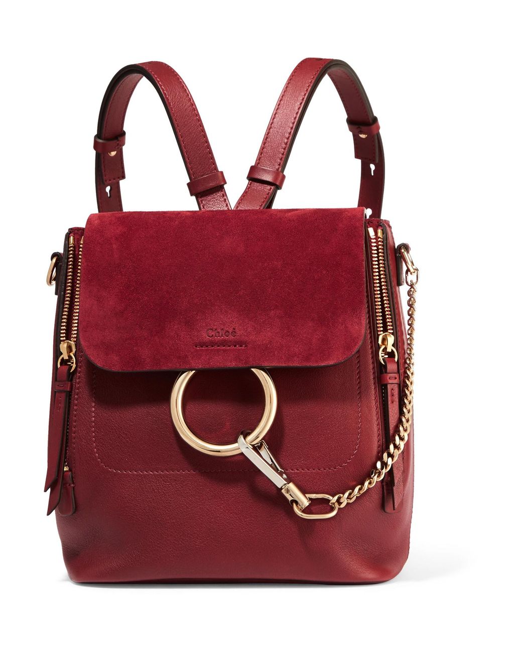 petroleum Forstærker Frugtbar Chloé Faye Small Leather And Suede Backpack in Red | Lyst