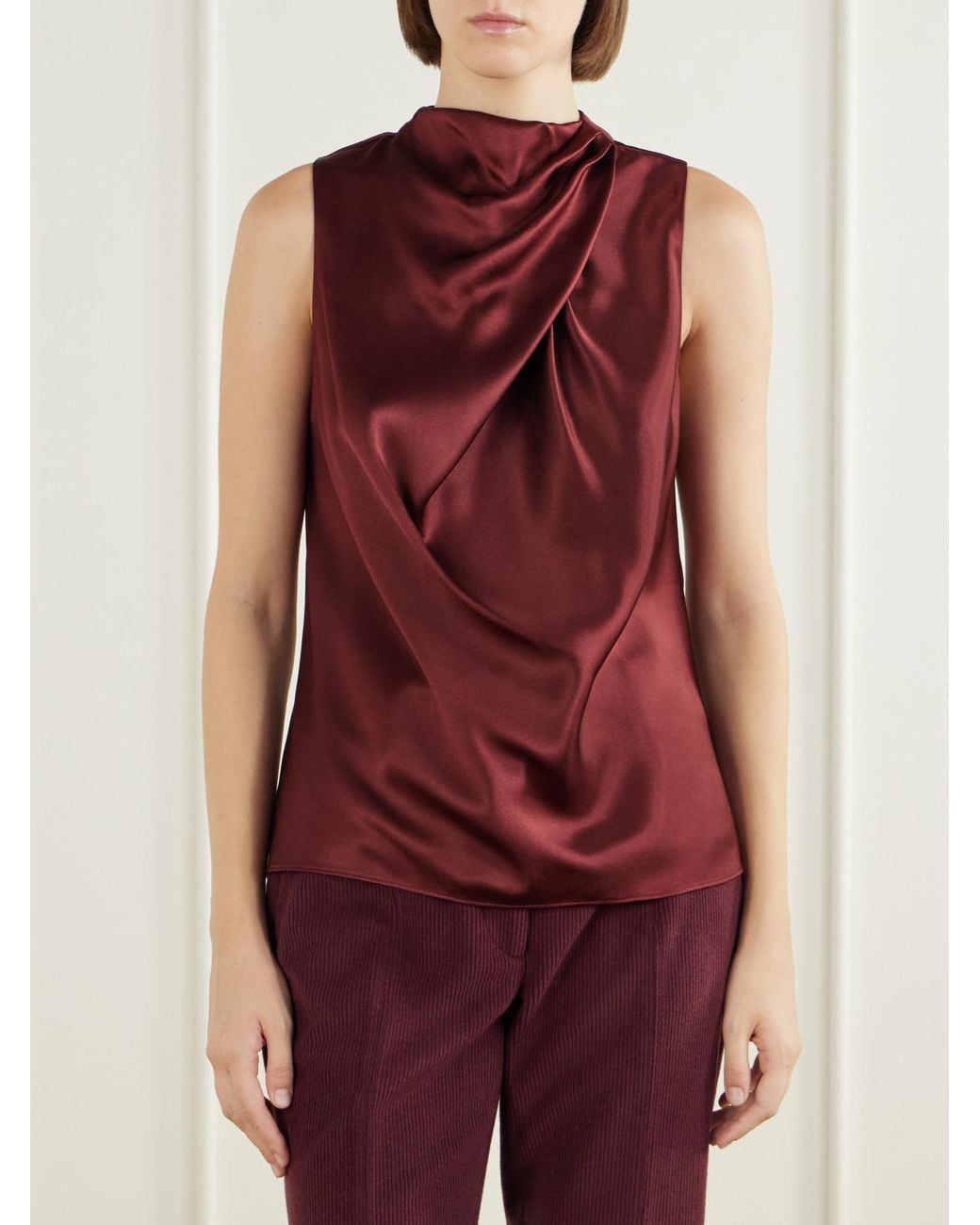 Gabriela Hearst Purple Melina Draped Silk-Satin Blouse