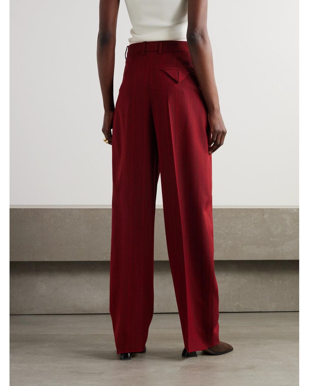 Bottega Veneta Red Striped Wool-Blend Pants