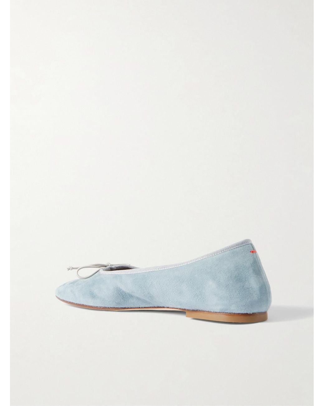 Aeyde Blue Tiby Bow-Detailed Suede Ballet Flats