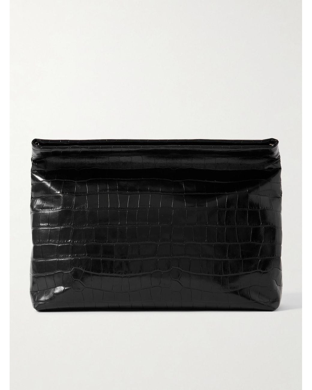 Nili Lotan Black Jerry Croc-Effect Leather Clutch