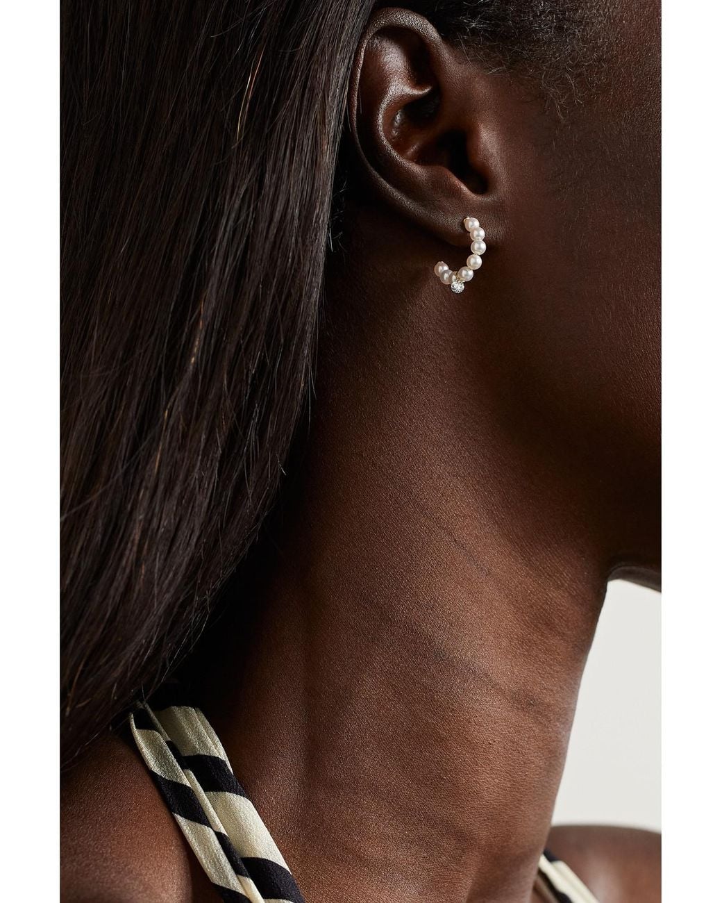 Mizuki Natural 14-Karat, Pearl And Diamond Hoop Earrings