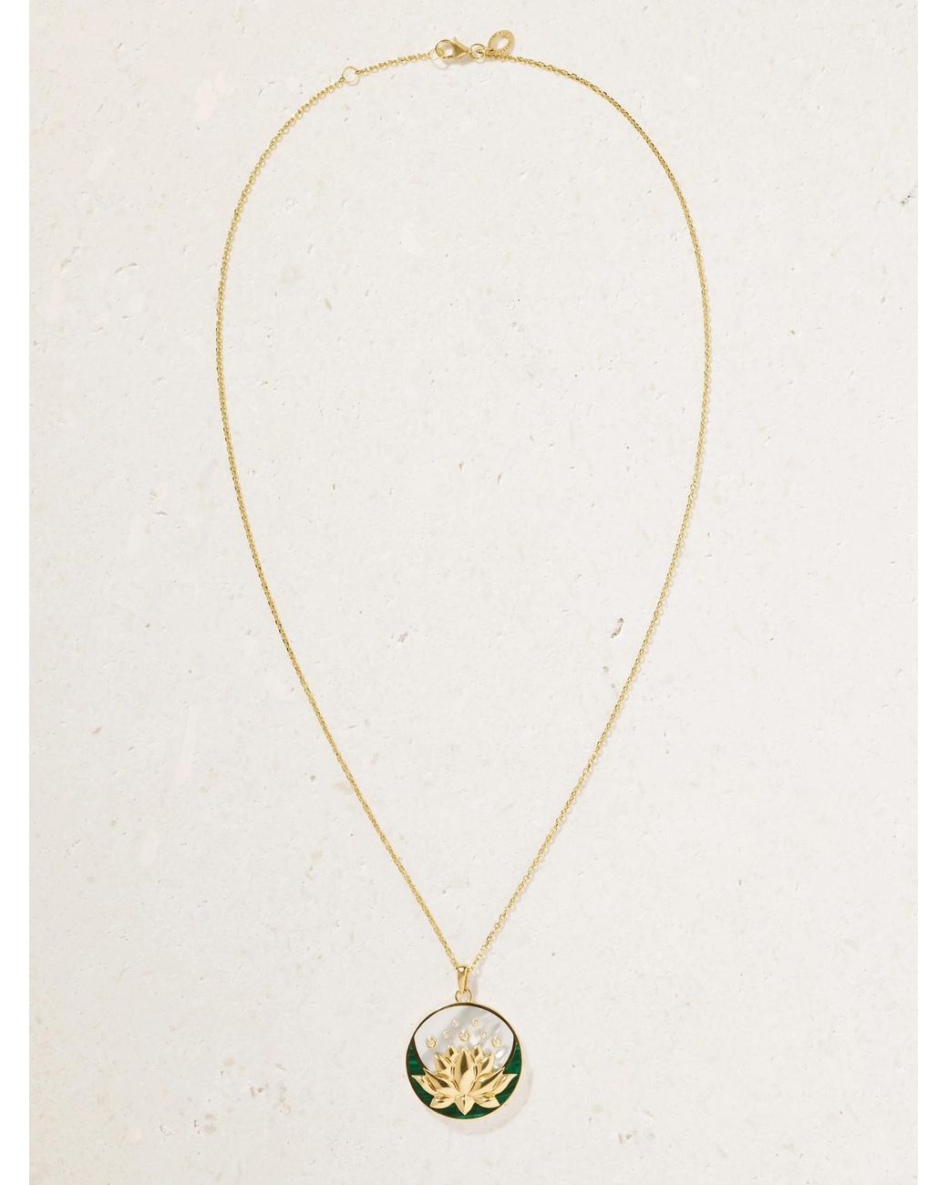 L'Atelier Nawbar Natural Lotus Moon 18-Karat Multi-Stone Necklace