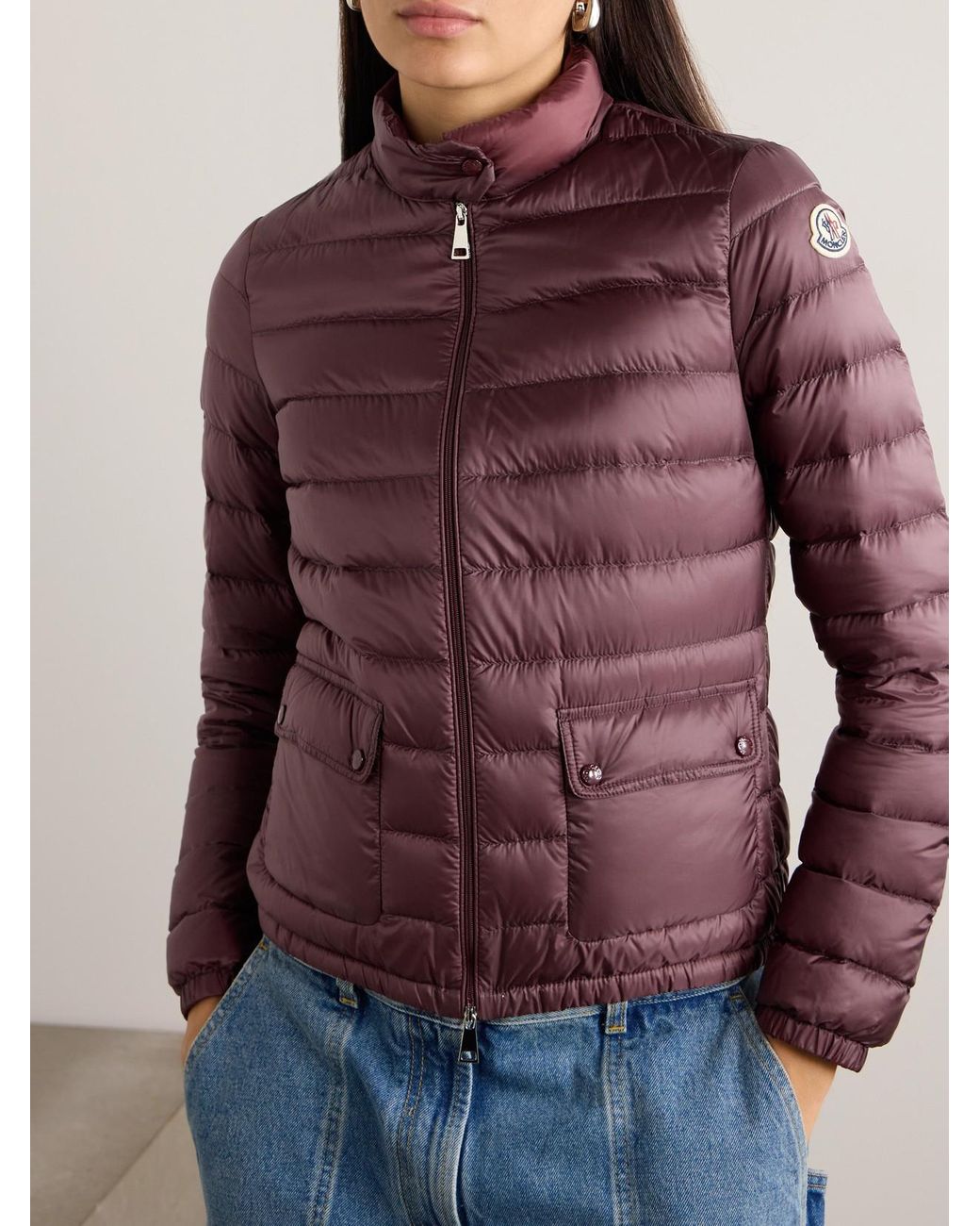 Moncler Purple Lans Quilted Shell Down Jacket