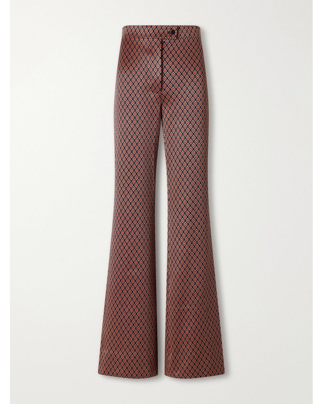 Giuliva Heritage Brown The Laura Slim-Fit Diamond-Jacquard Stretch-Jersey Flared Pants