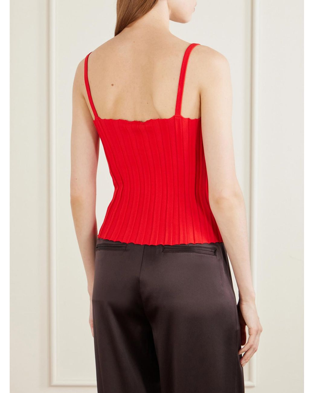 Staud Red Skye Ribbed Jersey Tank
