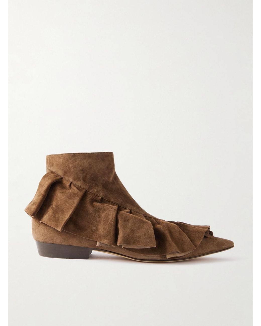 J.W. Anderson Brown Ruffled Suede Ankle Boots