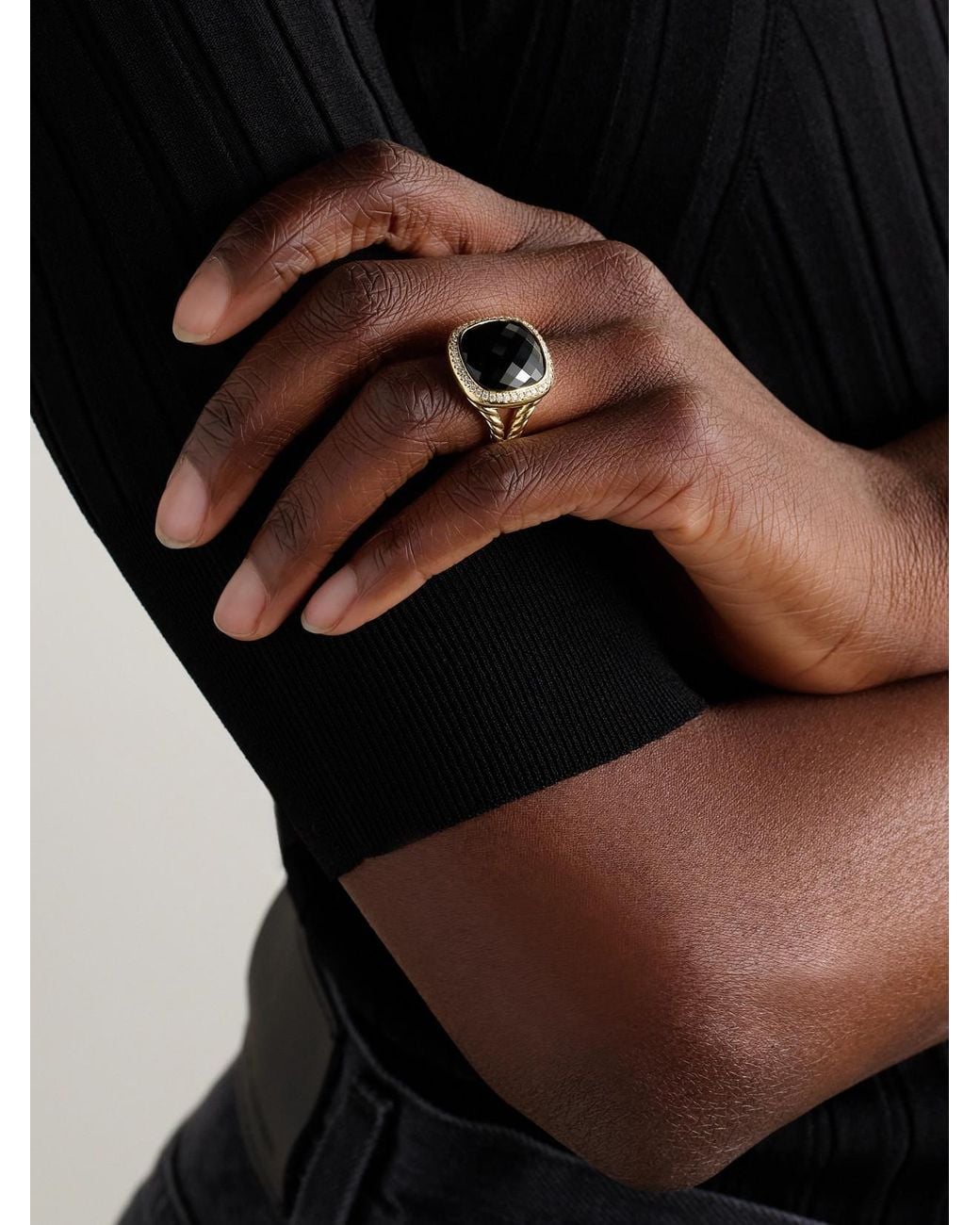 David Yurman Natural Albion 18- Karat, Onyx And Diamond Ring
