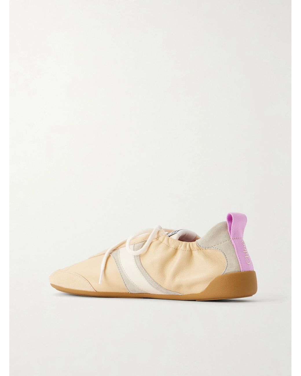 Chloé Natural Kick Suede And Leather Sneakers