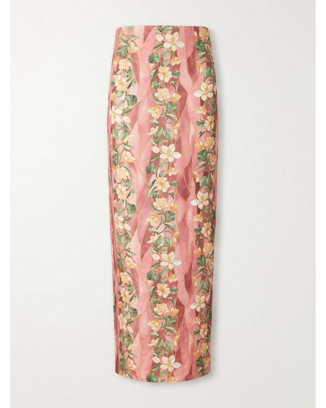 Agua Bendita White Lirica Cauca Floral-Print Linen-Woven Maxi Skirt