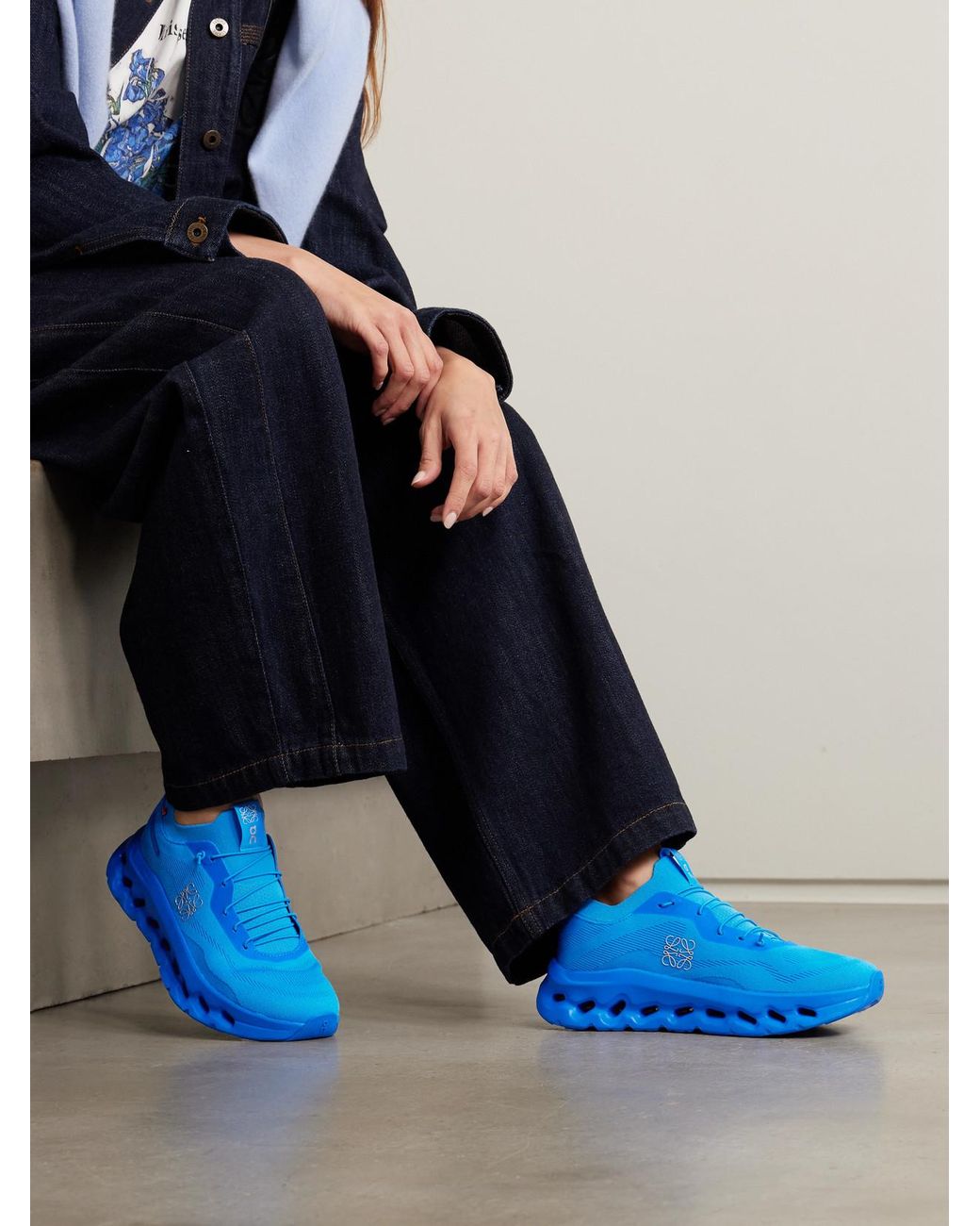 Loewe Blue On Cloudtilt Stretch Recycled-Knit Sneakers