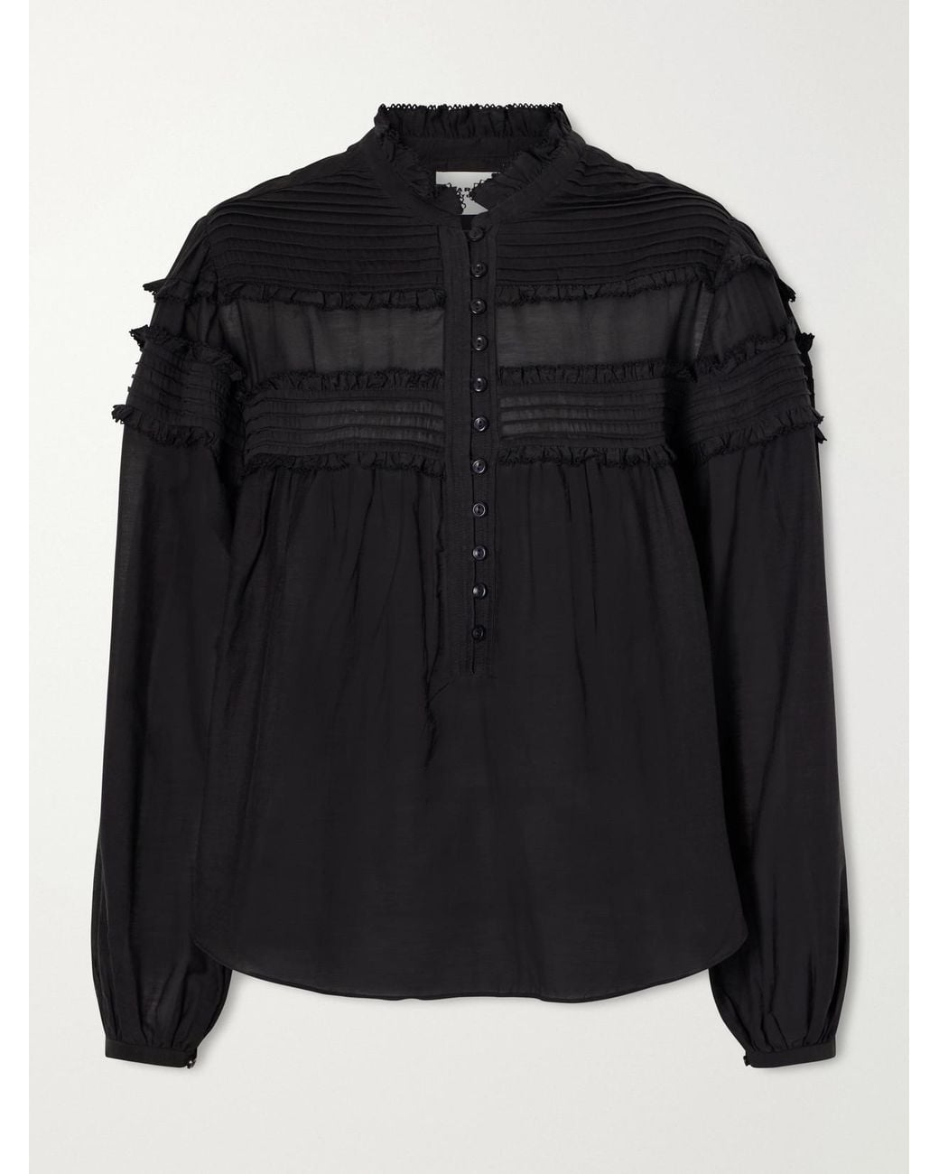Isabel Marant Black Doane Ruffled Cotton-Blend Voile Blouse