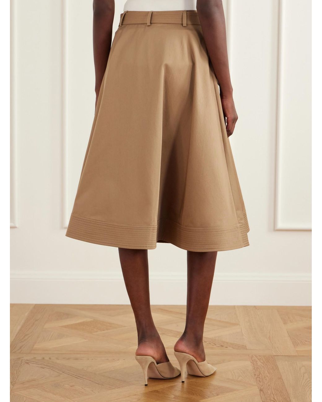 Twp Natural Pure Intentions Belted Cotton-Drill Midi Skirt
