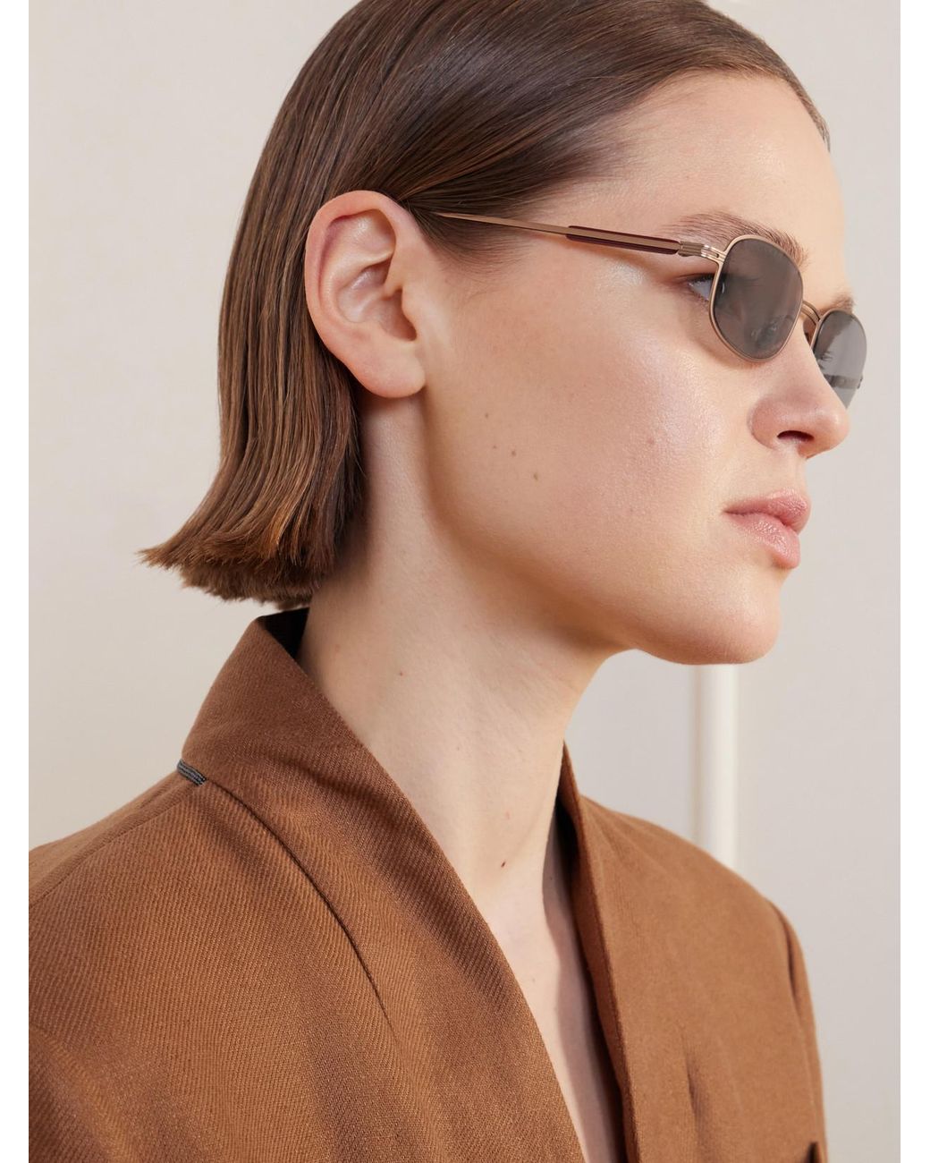 Brunello Cucinelli Metallic Square-Frame Titanium Sunglasses