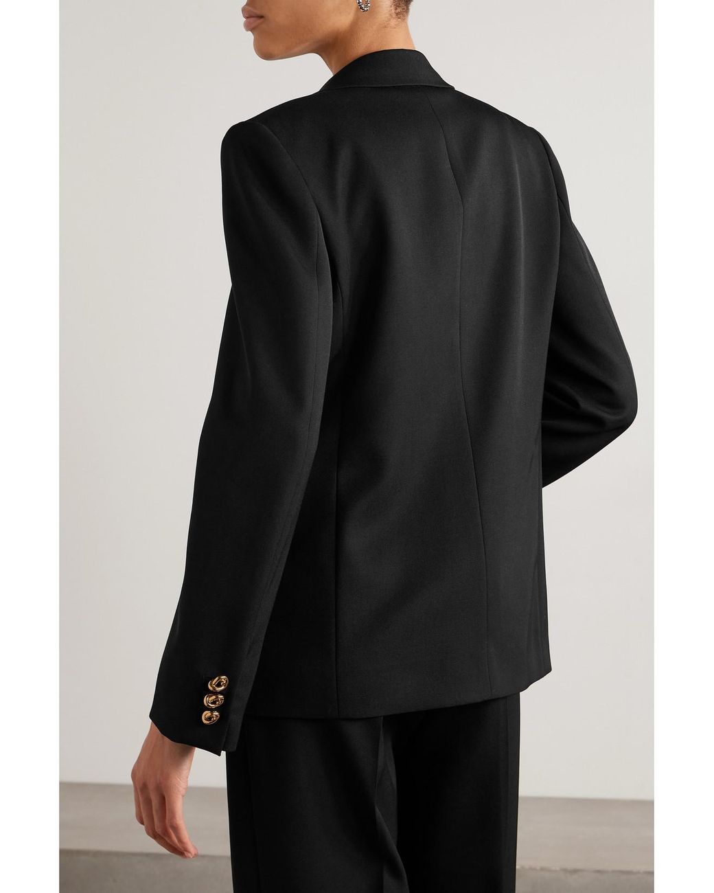 Bottega Veneta Black Embellished Double-Breasted Wool-Twill Blazer