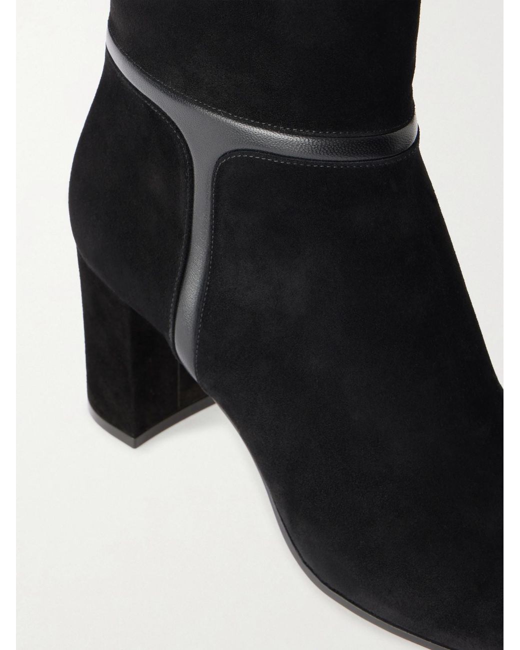 Gianvito Rossi Black 70 Leather-Trimmed Suede Leather Boots