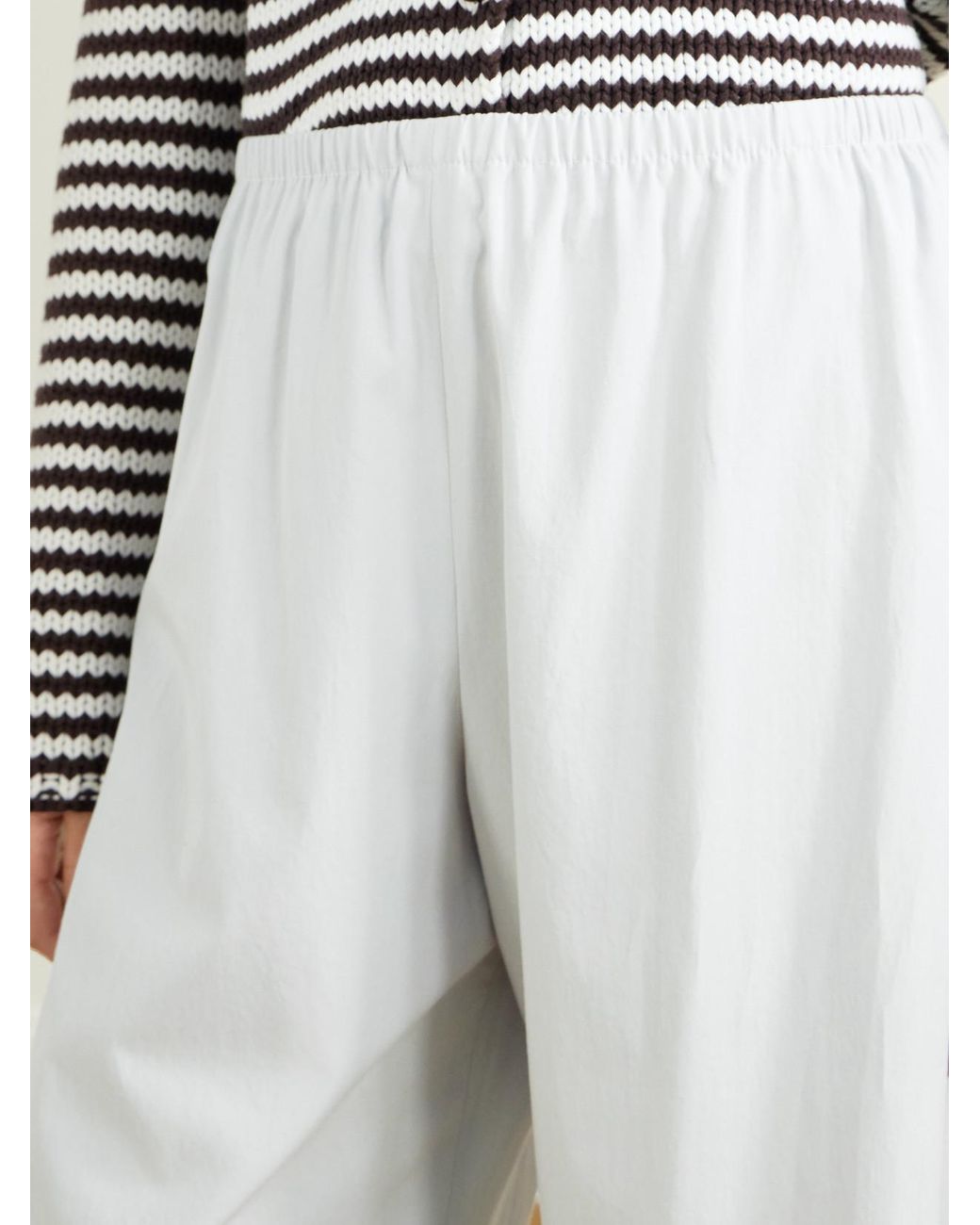 La Ligne White Cotton-Poplin Wide-Leg Pants