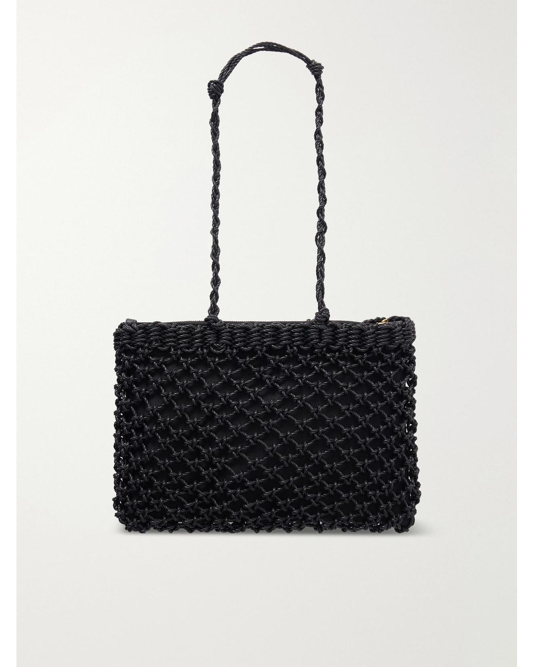Jil Sander Black Tangle Net Satin And Cotton Cord Shoulder Bag
