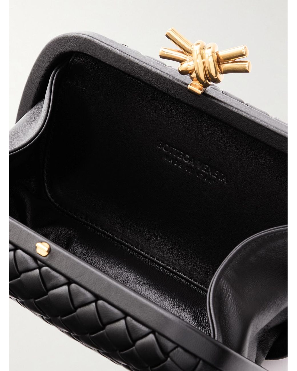 Bottega Veneta Black Knot Padded Intrecciato Leather Clutch