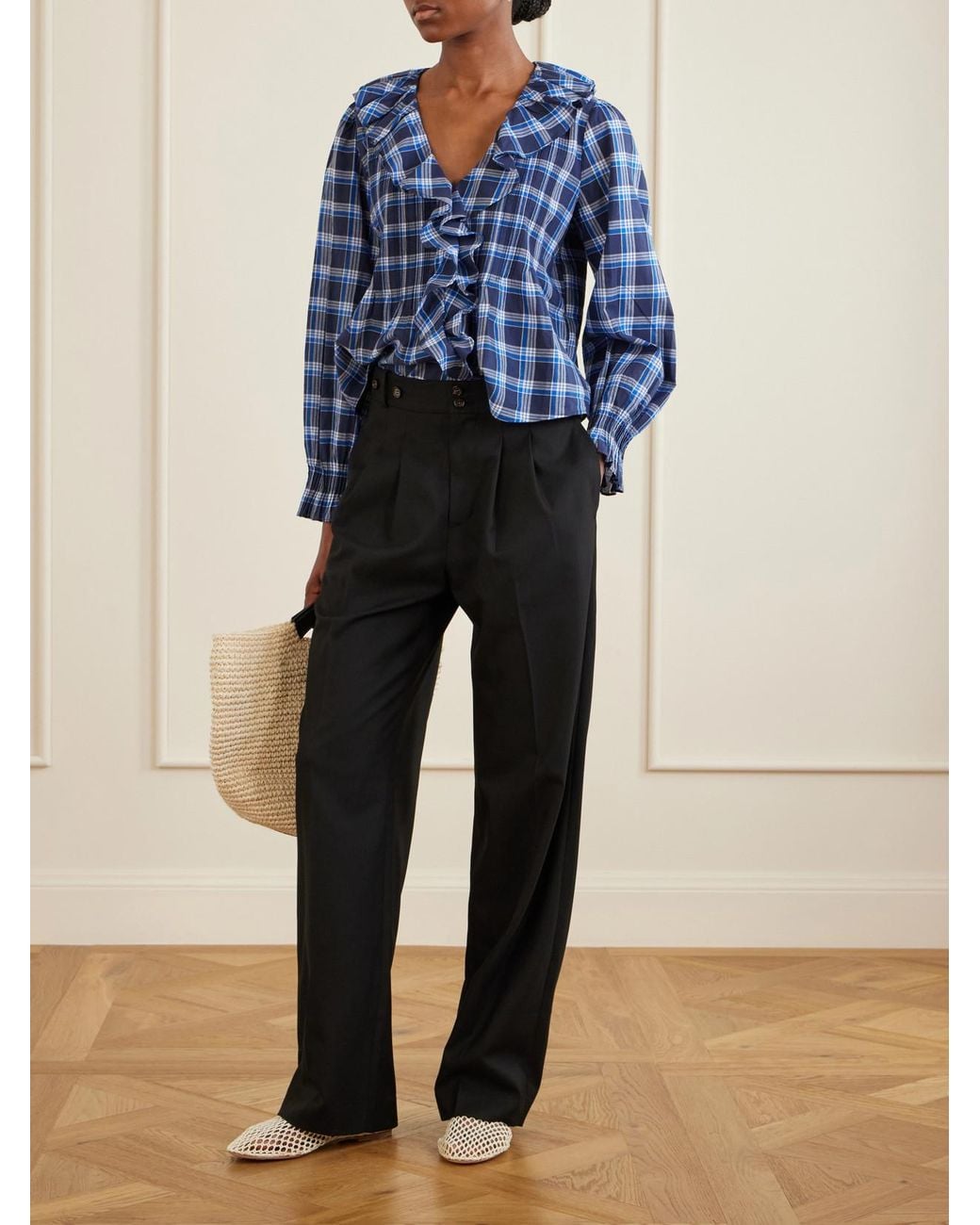 Doen Black Olivia Poplin Wide-Leg Pants