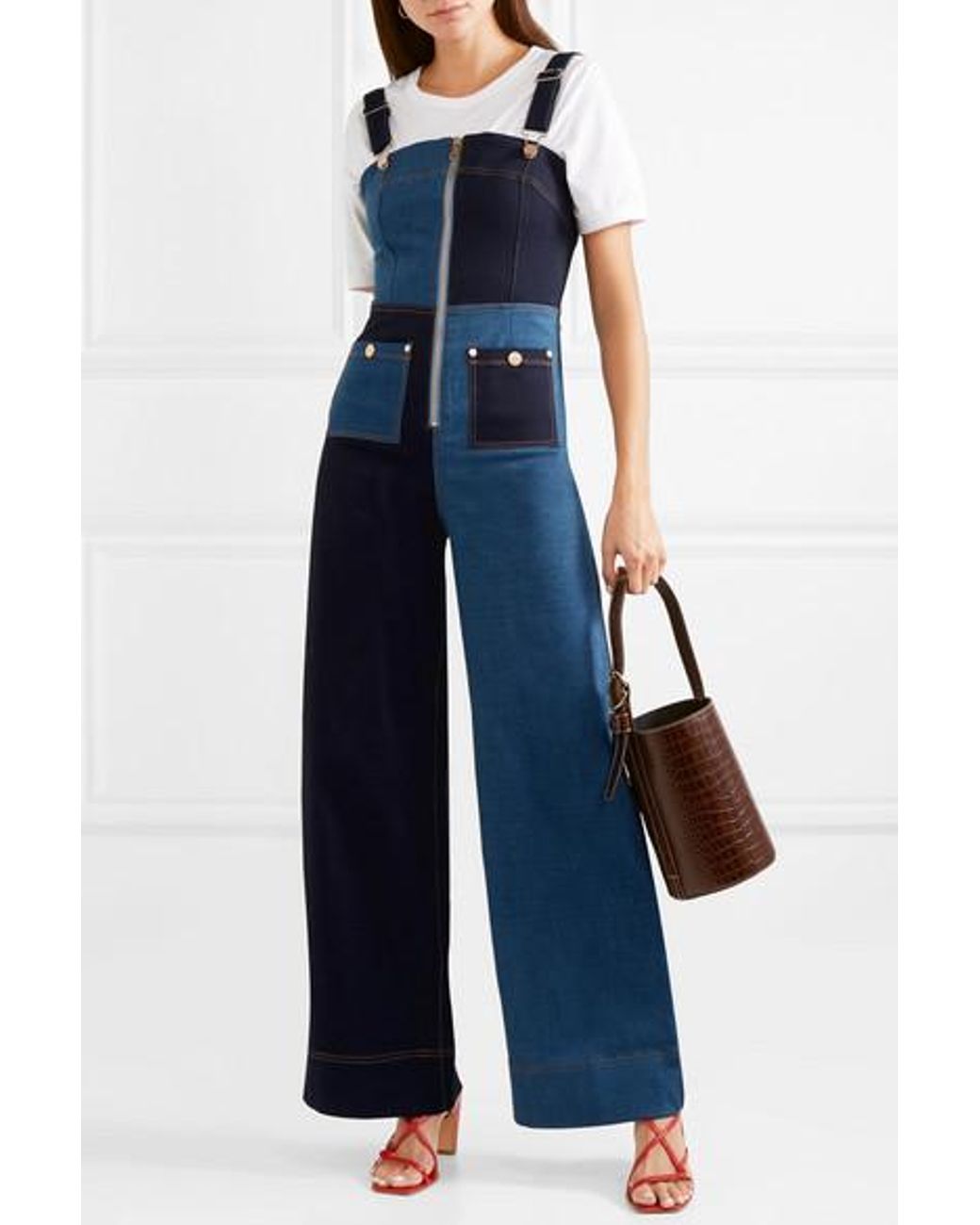 Alice McCALL Quincy Patchwork Denim Overalls in Blue | Lyst