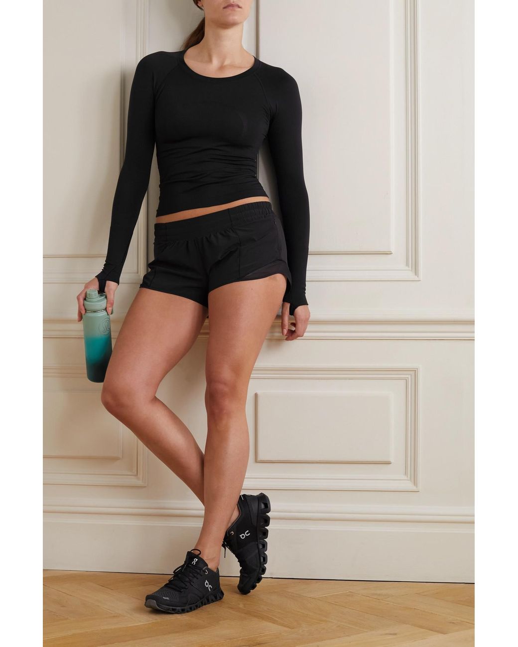 lululemon athletica Hotty Hot Low-rise Mesh-paneled Stretch Recycled-swift  Shorts in Black