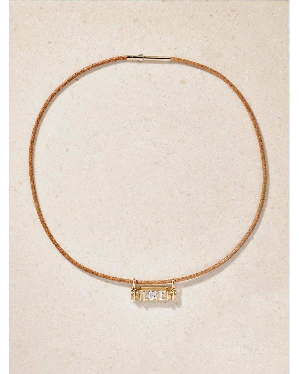 Marie Lichtenberg Natural Love Smash Locket 18-Karat And, Diamond And Leather Necklace