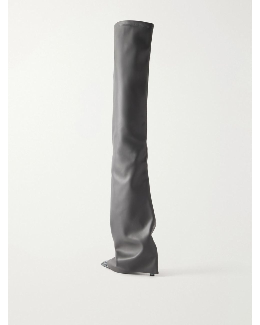 The Attico White Robin 95 Layered Snake-Effect And Glossed Over-The-Knee Boots