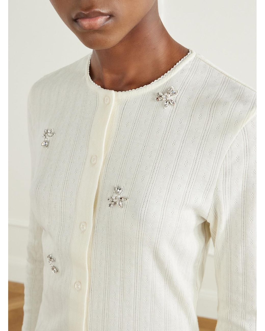 Simone Rocha Natural Embellished Cotton Cardigan