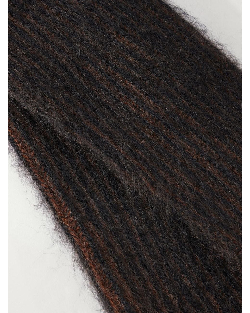 Brunello Cucinelli Black Ribbed Mohair-Blend Gloves