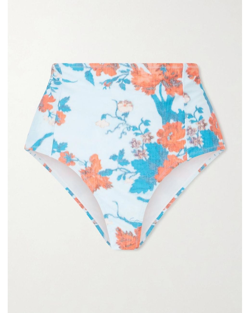 Erdem Blue Floral-Print Bikini Briefs