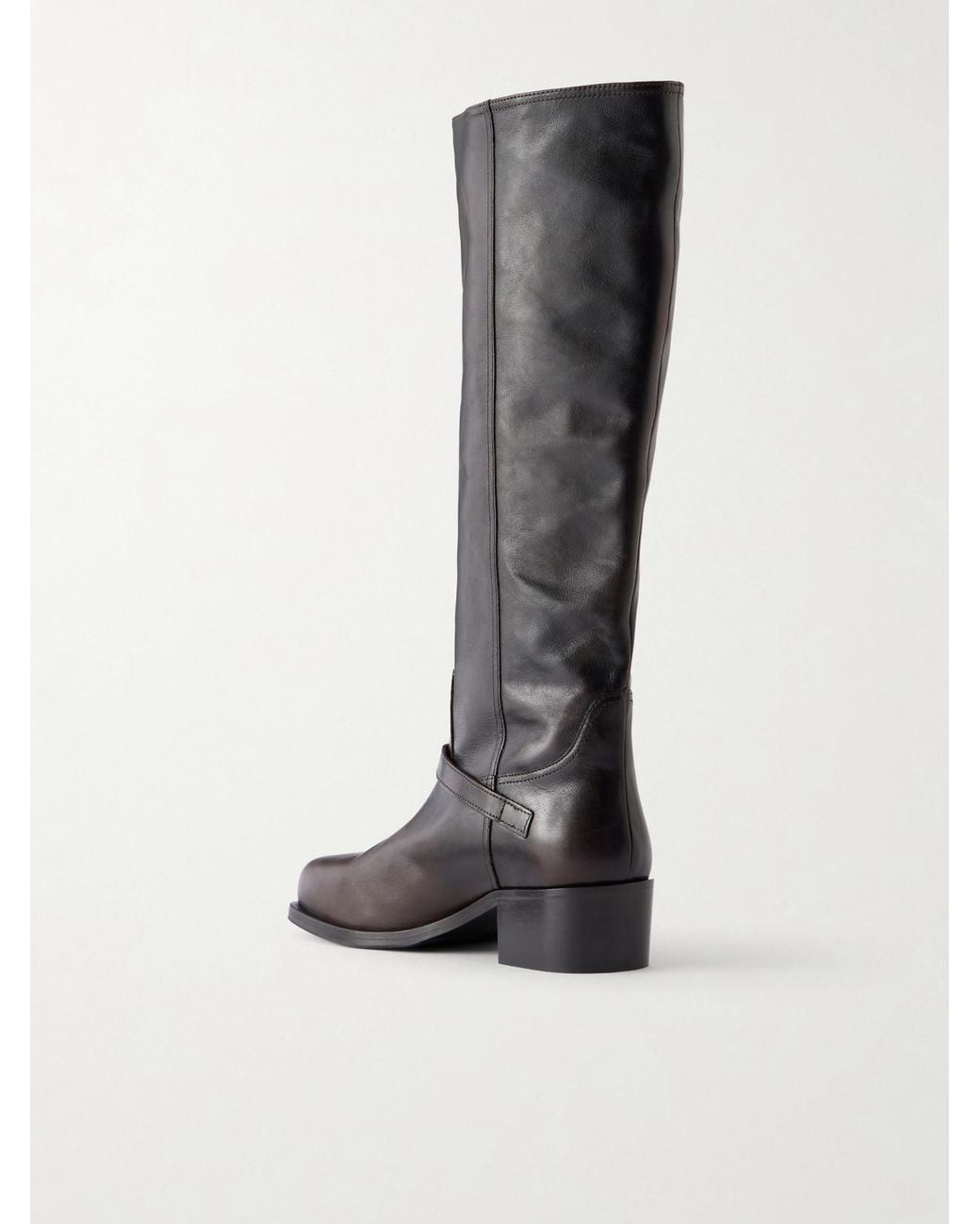 Staud Black Solid Color Leather Knee Boots